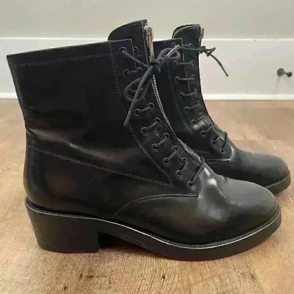 Sandro Paris Black Military Boots Chunky Women's 40 US 10 Goth Made In Portugal - Picture 4 of 12